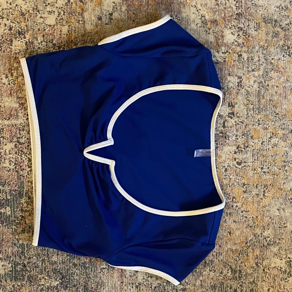 Free People Blue Crop Top with White Trim